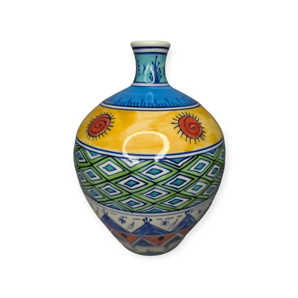 Ceramic Bulb Vase Colorful Decorative Vase 9.5